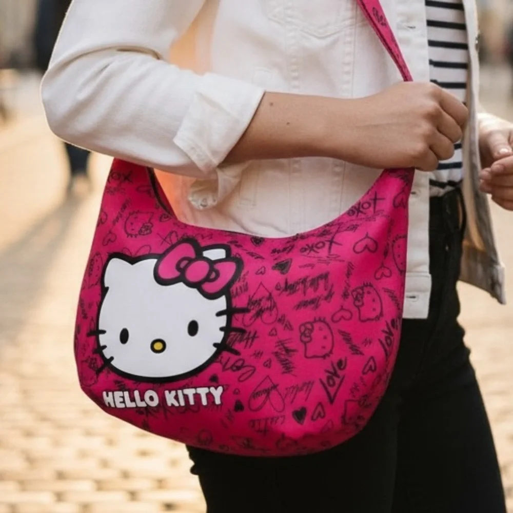 Hello Kitty Hot Pink Shoulder Bag | Sanrio‎ Purse Zip Handbag | Y2K Style